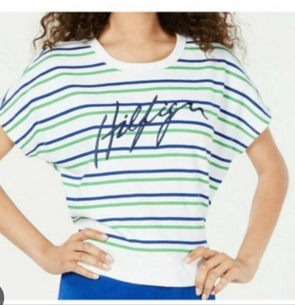 Tommy Hilfinger Sport Stripped Short Sleeve Sweatshirt